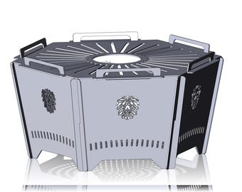 Fogata hexagonal (DXF), archivos DXF para plasma, fogata portátil, fogata para barbacoa, archivos SVG para plasma, fogata plegable