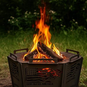Hexagon Fire Pit Dxf, Dxf Files for Plasma,Fire Pit Portable,Barbecue Fire Pit,Collapsiple Fire Pit, Foldable Fire Pit, USA flag