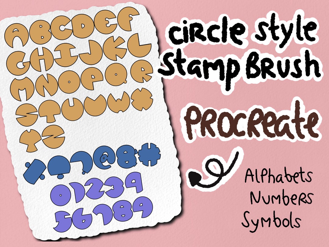 Procreate Circle Alphabets Brush Stamp, Alphabet Brushset, Letter