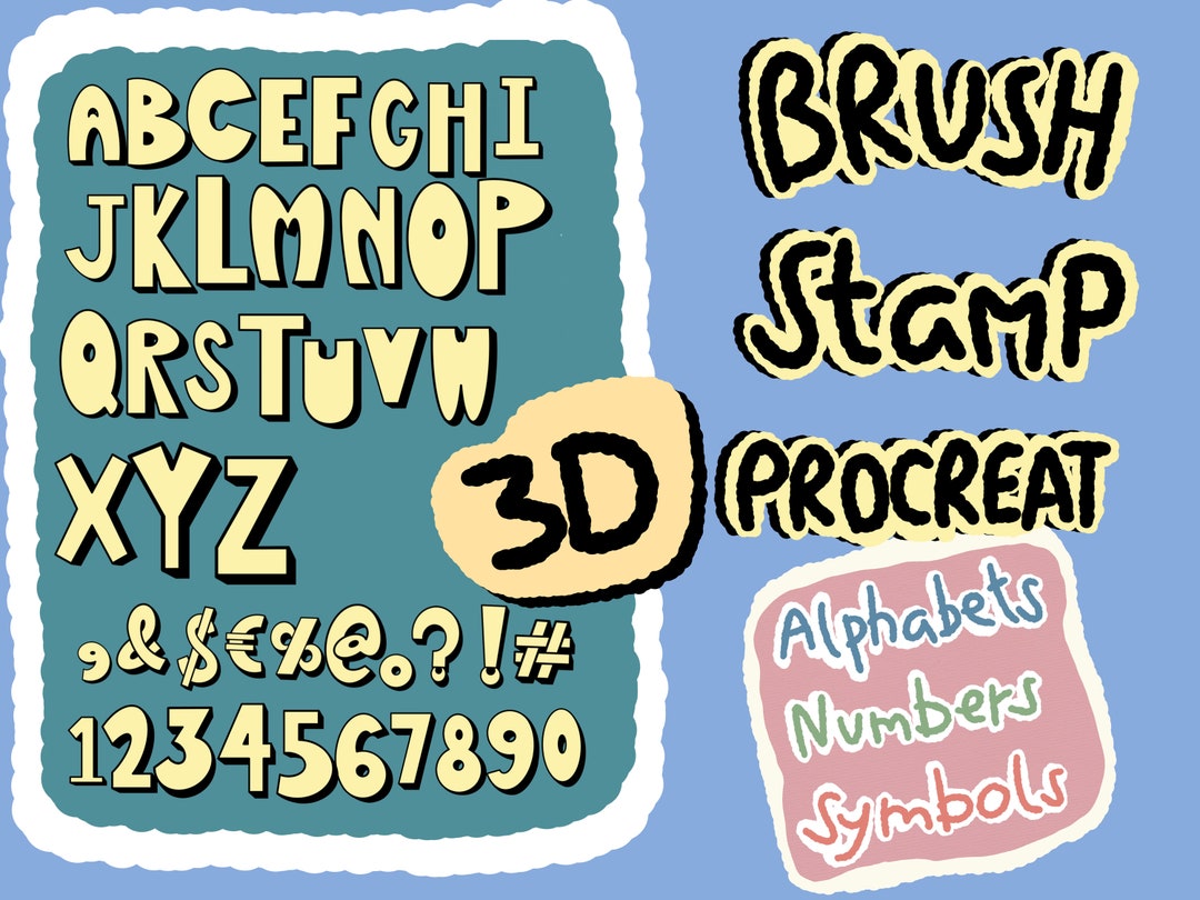 Procreate Alphabets Brush Stamp, Alphabet Brushset, Letter Stamps