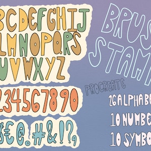 Procreate skinny Alphabets stamp, skinny Number Procreate Stamps, Letter Stamps - Number Stamp Brushes skinny alphabet style for logo maker