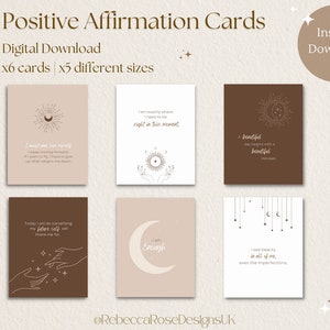 Descarga imprimible de tarjetas digitales de afirmación positiva, tarjetas de bienestar para la salud mental, tarjetas de afirmación espiritual, tarjetas de curación.