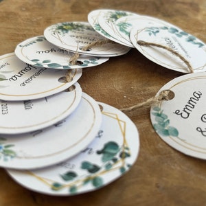 Etiquetas perforadas personalizadas (Boda, Despedida de Soltera, Bautizo, Cumpleaños, etc.)