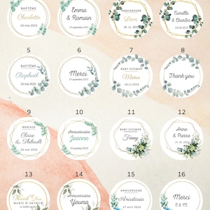 Etichette autoadesive personalizzate 4 cm (Matrimonio, EVJF, Battesimo, Compleanno...)