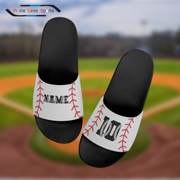 Personalize Customize Baseball Kid's Slide Sandals Shoes, personalized baseball slides, personalized baseball flip flops