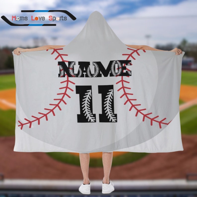 Baseball Hooded Personalized Blanket, Custom Baseball Player Gift