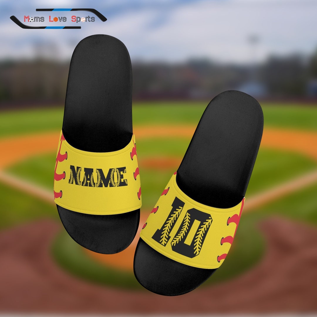Personalize Customize Softball Kid's Slide Sandals Shoes, Personalized