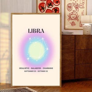 LIBRA Star Sign Instant Download Print, Zodiac Art Printable, Spiritual Wall Art, Aura Gradient Poster , DIGITAL DOWNLOAD.