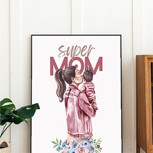 Super mom Mothers Day , Personalised Mum Gift, DIY Mum&#39;s Birthday, Nanny Craft Gift, Baby Keepsake Hand Print, Kids Gift for Mommy
