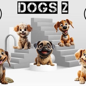 Clip art, Dogs, Animals clip art, 3D, No background, PNG, commercial use, clip art, scrapbook, nursery artwork, Stickers, Digital prints