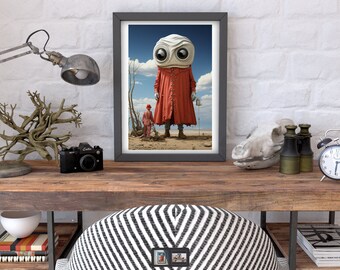 Surreal Portrait Art Print: Strange Figure, Home Decor (Digital Download)