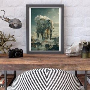Surreal wall art Animal print Surrealism Elephant print water prints surreal print Surrealist digital art wall digital artwork surreal print