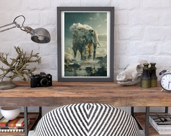 Surreal Elephant Print: Animal Surrealism Wall Art (Digital Download)