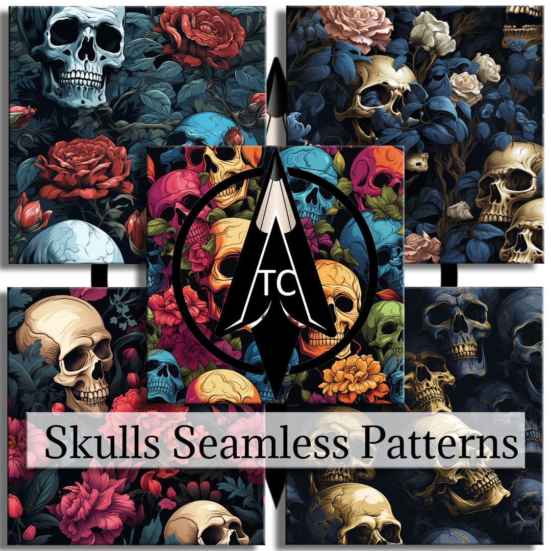 Seamless Patterns, Skull Seamless Patterns, Repeat Skull Patterns ...