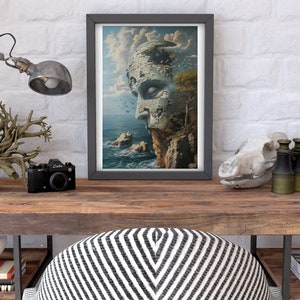 Surrealism print Surreal face print Surrealist landscape set of Digital print Digital art Surreal wall art home deco surrealist wall art