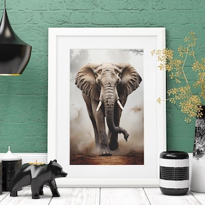 Elephant print, Elephant gift, Elephant wall art, African art, digital animal print, animal wall art, black and white print, home deco art