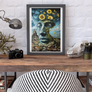 Surrealism print Surreal face print Surrealist landscape set of Digital print Digital art Surreal wall art home deco surrealist wall art