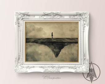 Surreal Girl Painting Print: Emotive Vintage Wall Art (Digital Download)