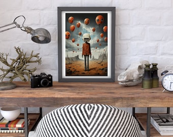 Surreal Robot Man Portrait Print: Digital Wall Art (Digital Download)