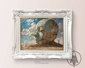 Stone Head Surrealist Print: Desert Face Painting (Digital Download)