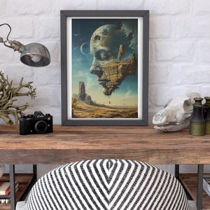 Surrealism print Surreal face print Surrealist landscape set of Digital print Digital art Surreal wall art home deco surrealist wall art