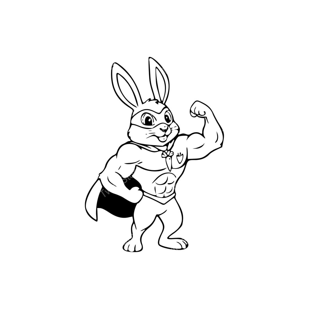 Super Rabbit Logo Super Bunny Silhouette SVG PNG JPG | Strong Rabbit Design for T-shirts ...