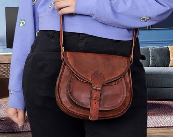 Lederen Crossbody vrouwen vintage stijl echte bruine schoudertas handgemaakte portemonnee, cadeau voor haar moeder vriendin dochter, gepersonaliseerd cadeau