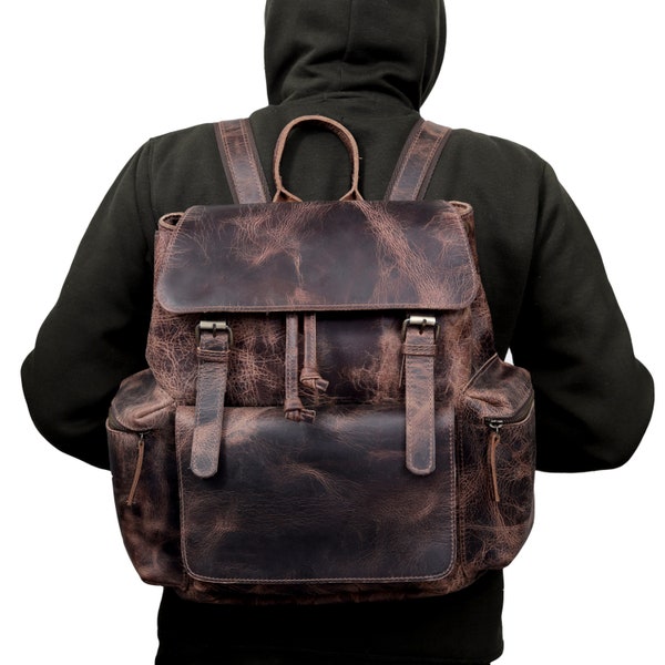 Personalized Genuine Leather Backpack, Brown Leather Backpack, Rucksack, Men Leather Backpack, Hipster Backpack gifts for him, gifts for son