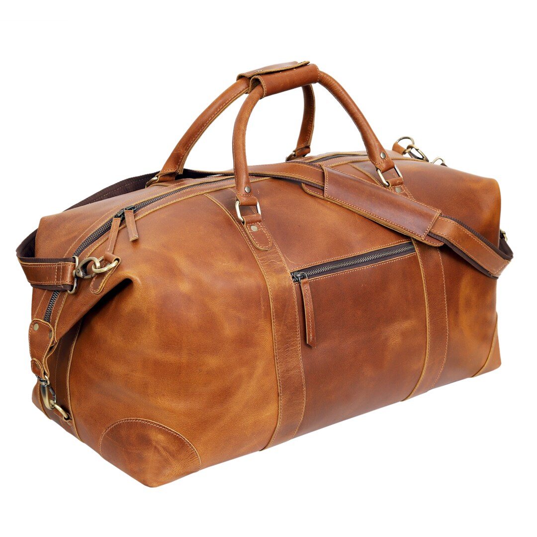 Personalized Leather Duffle Bag, Men's Overnight Bag, Leather Duffel