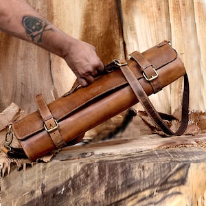 Brown Leather Chef's Knife Roll - USA Amish Made – Yoder Leather Company