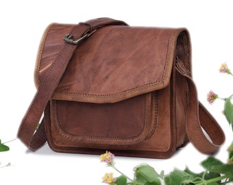 Small Handmade Crossbody Shoulder Genuine Leather iPad/Tablet Vintage Messenger Bag Gift for Him Her Travel Bag Personalized Shopping Bag