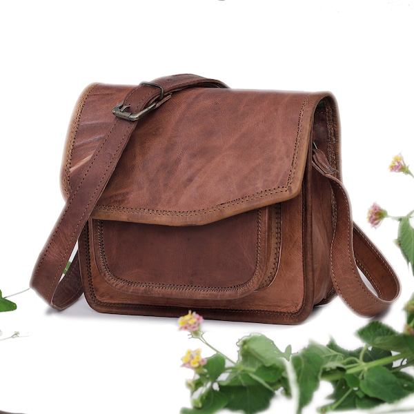 Small Handmade Crossbody Shoulder Genuine Leather iPad/Tablet Vintage Messenger Bag Gift for Him Her Travel Bag Personalized Shopping Bag