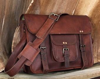 Men's leather Bag Personalized Messenger Leather bag, laptop messenger bag, Distress Vintage Satchel Bag, Office Bag Work Briefcase Gift Bag