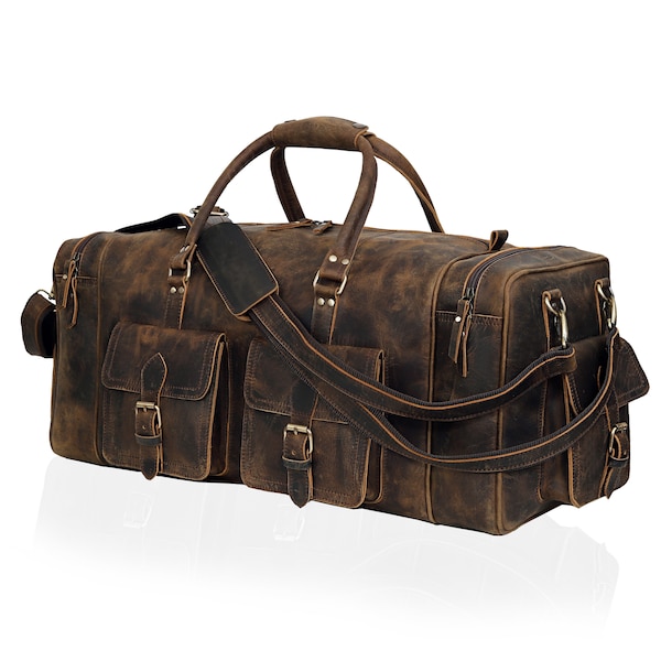 Sac polochon en cuir personnalisé, sac de sport en cuir pleine fleur, sac de voyage en cuir pour homme, sac de week-end en cuir fait à la main, cadeau fourre-tout en cuir