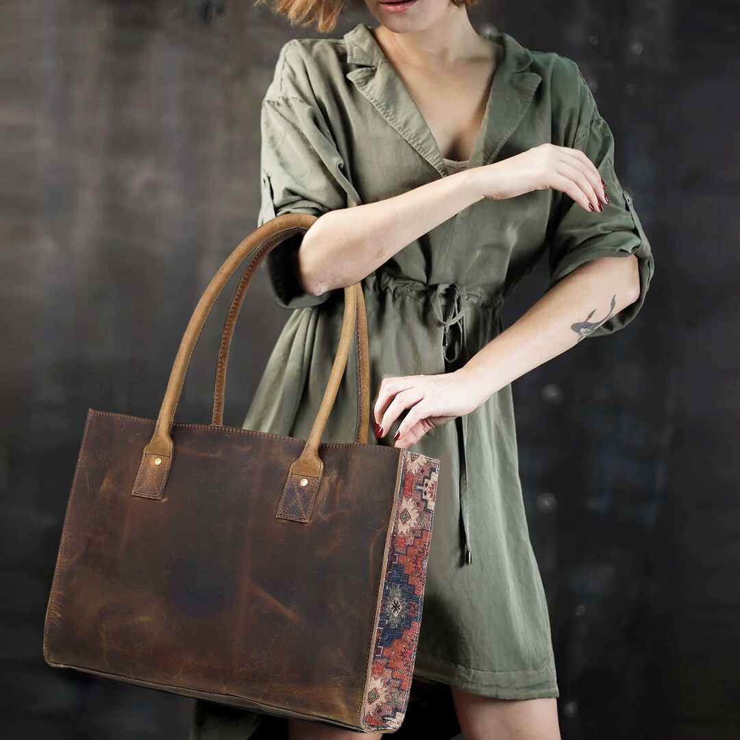 Leather Tote Bag for Women Gift Large Leather Work Bag Personalized Purse Gift Genuine Leather