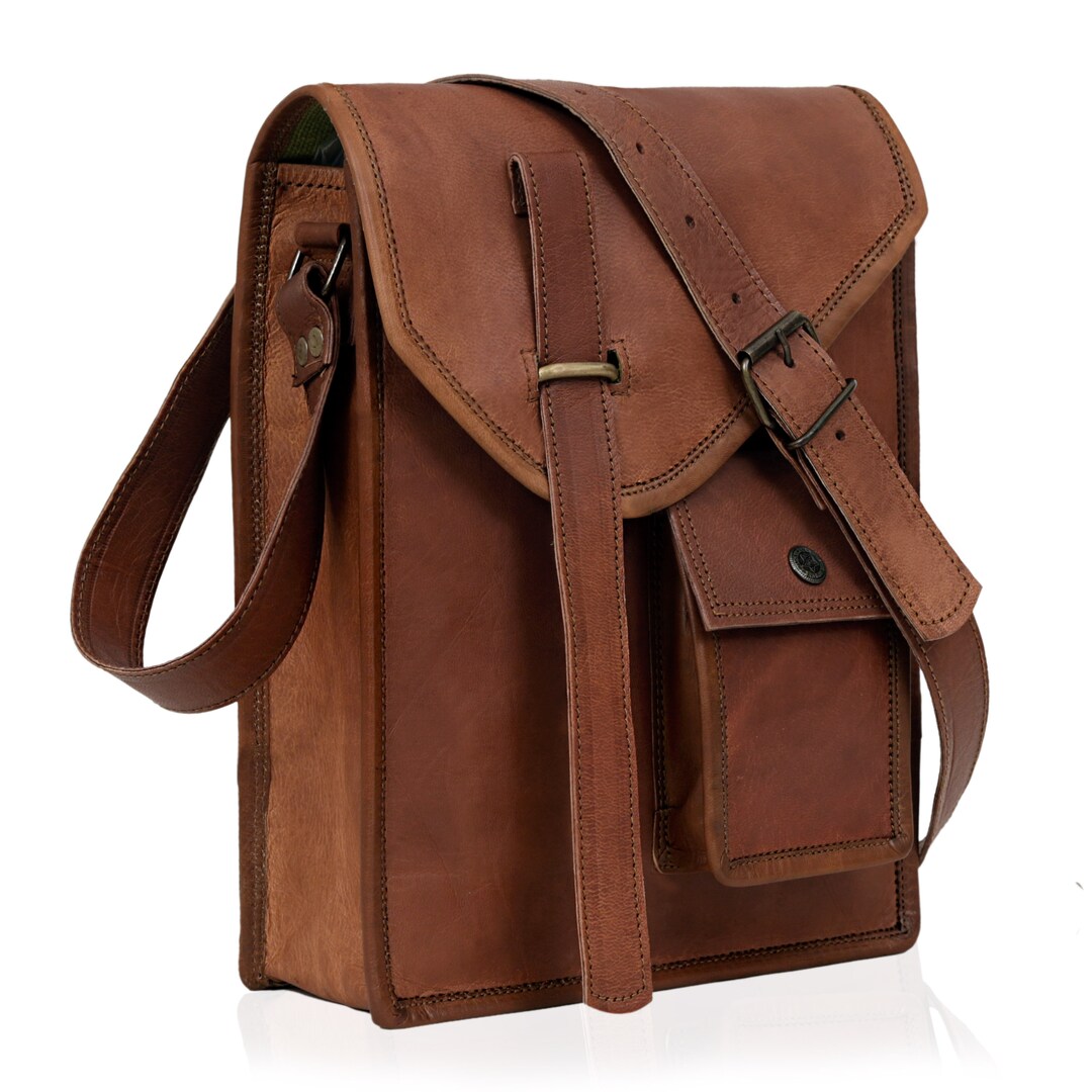 Small MESSENGER BAG, LEATHER Satchel, Mens Leather Bag, Tablet Bag