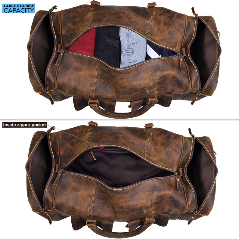 Personalized Leather Duffel Bag Full Grain Leather Gym Bag Etsy