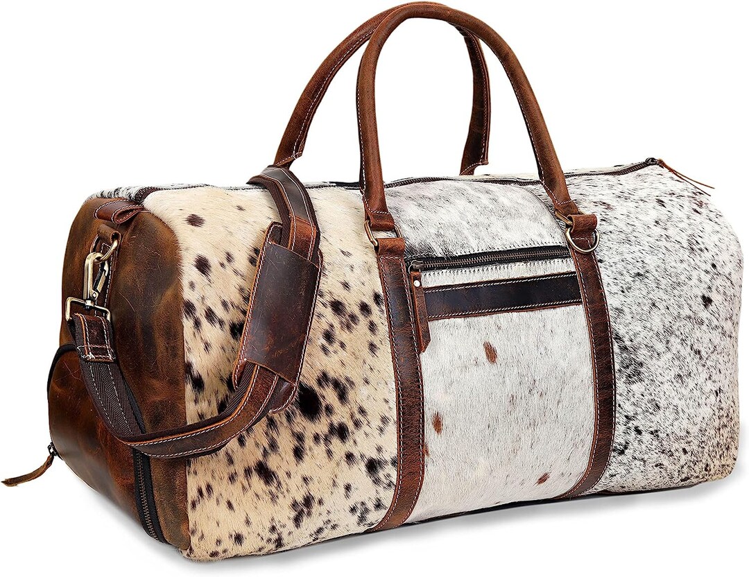 Cowhide Leather Duffel Bag Large Travel Bag Handmade Cowhide Duffel Bag