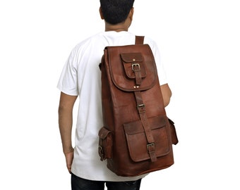 Personalized Genuine Leather Backpack, Brown Leather Backpack, Rucksack, Men Leather Backpack, Travel Backpack Camping Backpack Gift for men