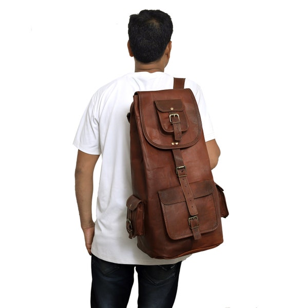 Personalized Genuine Leather Backpack, Brown Leather Backpack, Rucksack, Men Leather Backpack, Travel Backpack Camping Backpack Gift for men