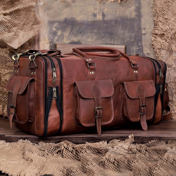 Bolsos de lona de cuero Bolsos de viaje de cuero de 30 pulgadas, bolsos de viaje de cuero, equipaje de viaje de cuero, bolsos de equipaje de cuero Para hombres y mujeres