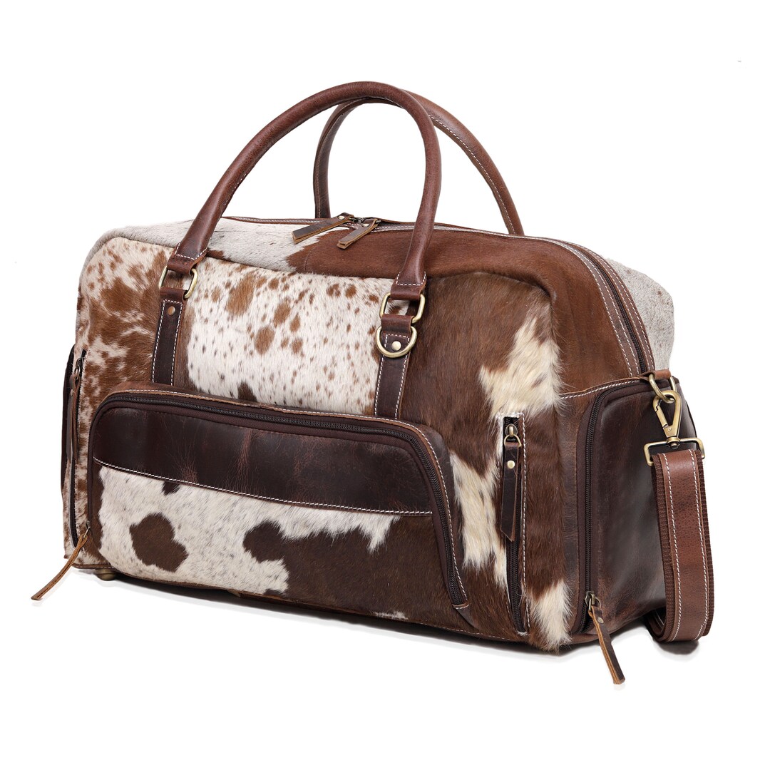 Cowhide Leather Duffel Bag, Leather Weekender Bag, Leather Duffle Bag