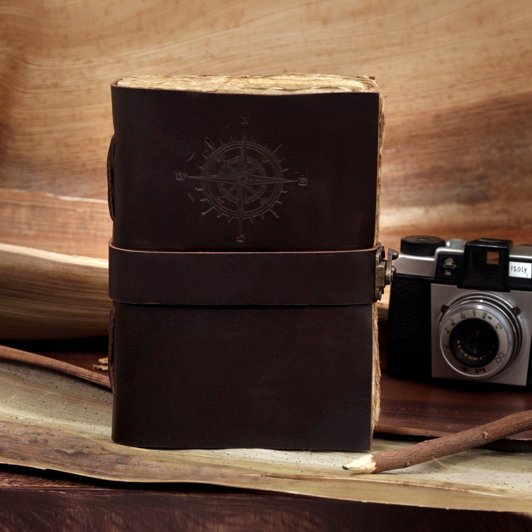 Vintage Leather Compass Journal Antique Handmade Leather Bound Journal