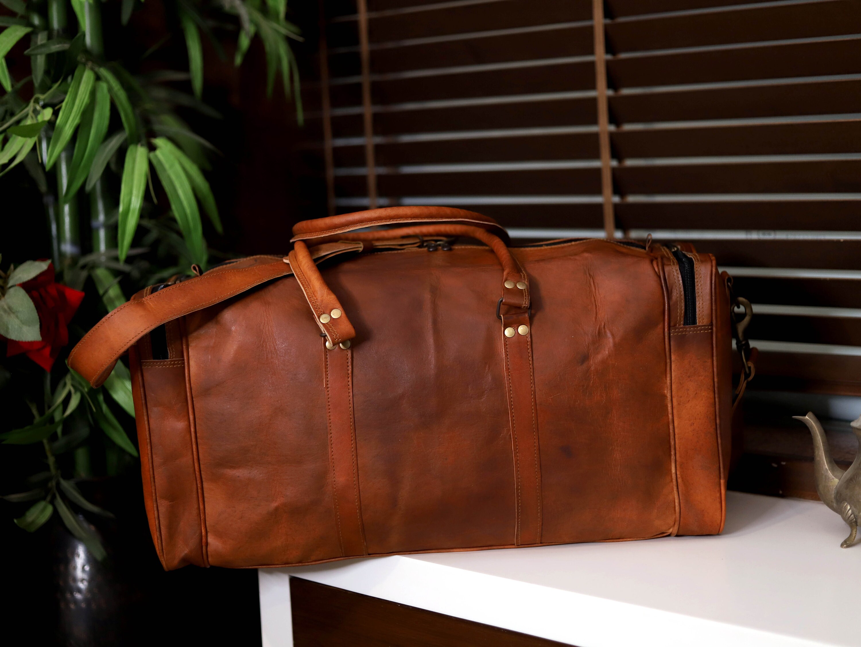 2224'' Leather Travel Duffel Bags Leather Overnight Etsy