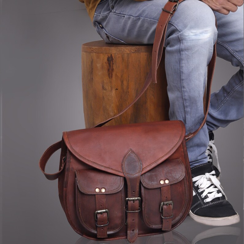 Vintage Leather Crossbody Bag Leather Satchel Leather Etsy