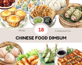 Chinese Dim Sum Clipart: Asian Food Graphics (Digital Download)
