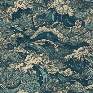 Serene Waves Digital Print - Tranquil Blue Ocean Design for Your Home Decor