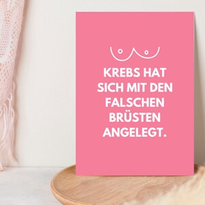 Postkarte Brustkrebs || Karte zum Aufmuntern bei Krebs || Postkarte Krebs lustig || Ermutigung Krebskämpfer || Brustkrebs Geschenke imagem 2