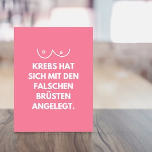 Postkarte Brustkrebs || Karte zum Aufmuntern bei Krebs || Postkarte Krebs lustig || Ermutigung Krebskämpfer || Brustkrebs Geschenke imagem 5