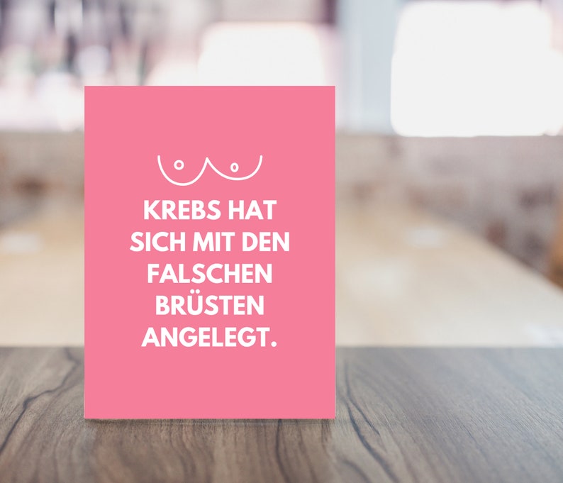 Postkarte Brustkrebs || Karte zum Aufmuntern bei Krebs || Postkarte Krebs lustig || Ermutigung Krebskämpfer || Brustkrebs Geschenke imagem 5